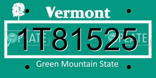 1T81525 Vermont License Plate