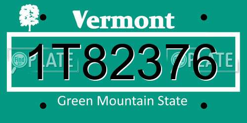 1T82376 Vermont License Plate