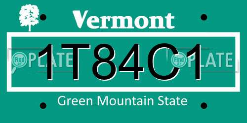 1T84C1 Vermont License Plate