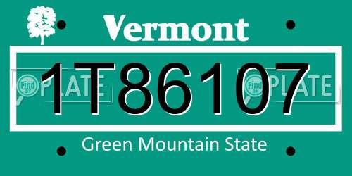 1T86107 Vermont License Plate