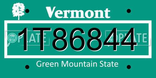 1T86844 Vermont License Plate