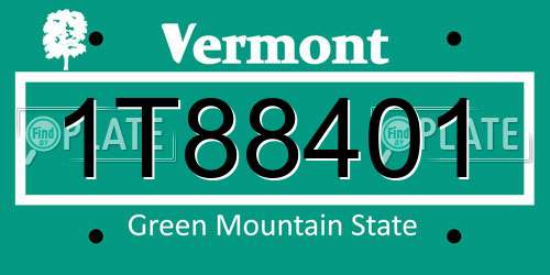1T88401 Vermont License Plate