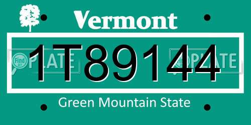 1T89144 Vermont License Plate