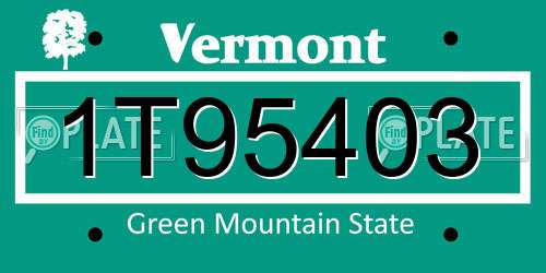 1T95403 Vermont License Plate