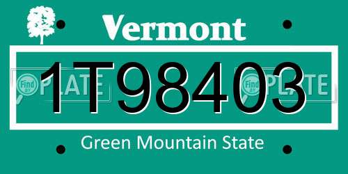 1T98403 Vermont License Plate