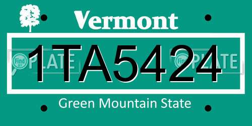 1TA5424 Vermont License Plate