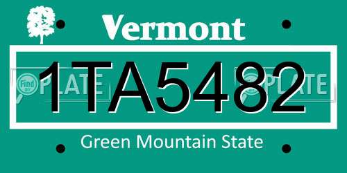 1TA5482 Vermont License Plate