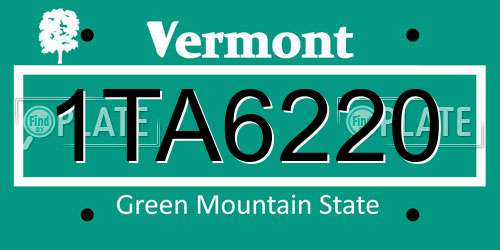 1TA6220 Vermont License Plate