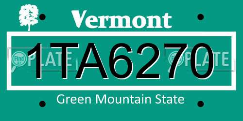1TA6270 Vermont License Plate