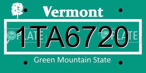 1TA6720 Vermont License Plate