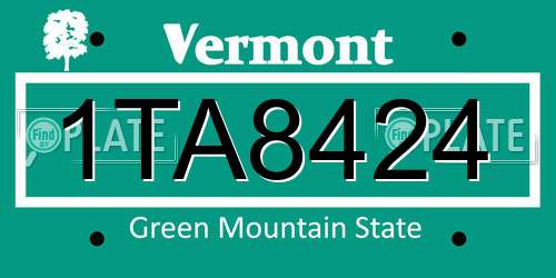 1TA8424 Vermont License Plate