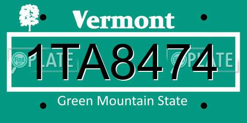 1TA8474 Vermont License Plate