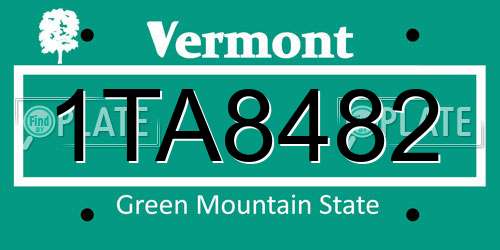 1TA8482 Vermont License Plate