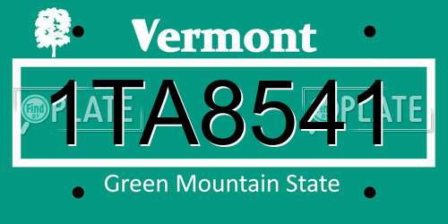 1TA8541 Vermont License Plate