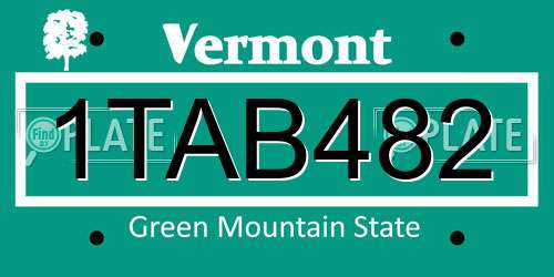 1TAB482 Vermont License Plate