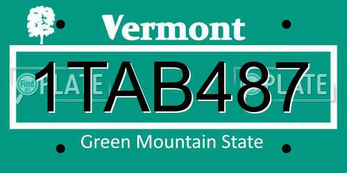 1TAB487 Vermont License Plate