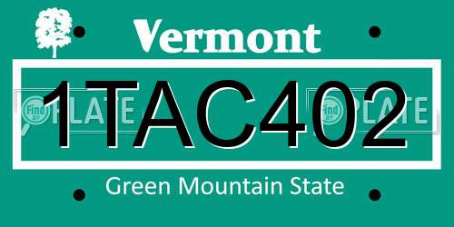 1TAC402 Vermont License Plate
