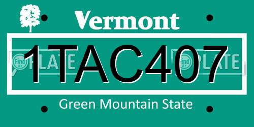 1TAC407 Vermont License Plate