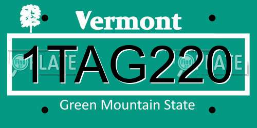 1TAG220 Vermont License Plate