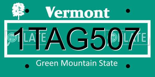 1TAG507 Vermont License Plate