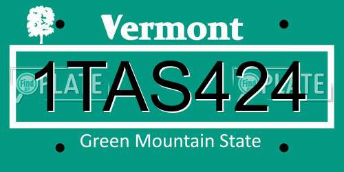 1TAS424 Vermont License Plate
