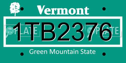 1TB2376 Vermont License Plate