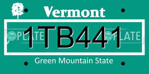 1TB441 Vermont License Plate