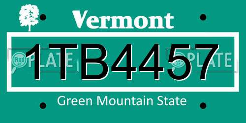 1TB4457 Vermont License Plate