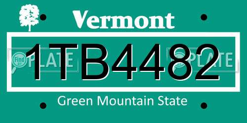 1TB4482 Vermont License Plate