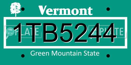 1TB5244 Vermont License Plate
