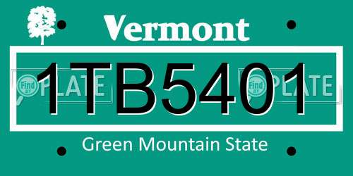 1TB5401 Vermont License Plate