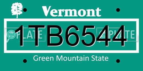 1TB6544 Vermont License Plate