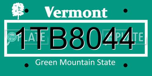 1TB8044 Vermont License Plate