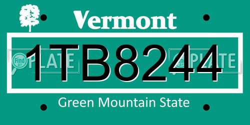 1TB8244 Vermont License Plate
