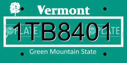 1TB8401 Vermont License Plate