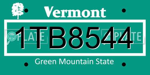 1TB8544 Vermont License Plate