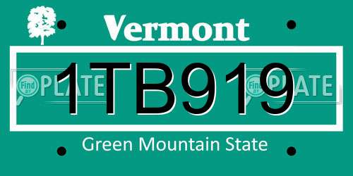 1TB919 Vermont License Plate