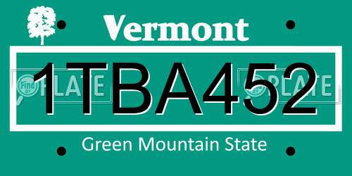 1TBA452 Vermont License Plate