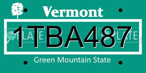 1TBA487 Vermont License Plate