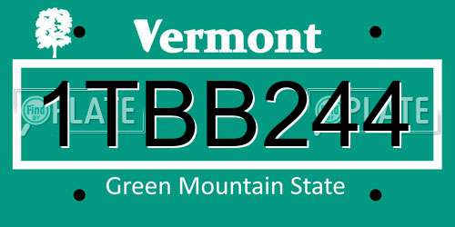 1TBB244 Vermont License Plate