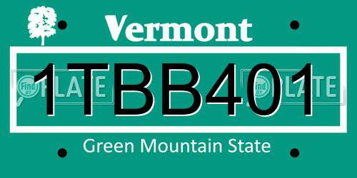 1TBB401 Vermont License Plate