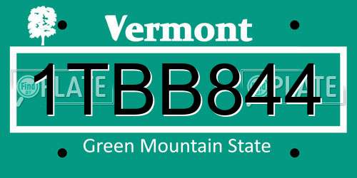 1TBB844 Vermont License Plate