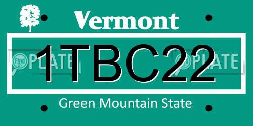 1TBC22 Vermont License Plate
