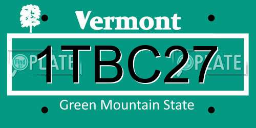1TBC27 Vermont License Plate