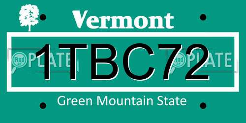 1TBC72 Vermont License Plate