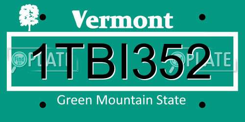 1TBI352 Vermont License Plate