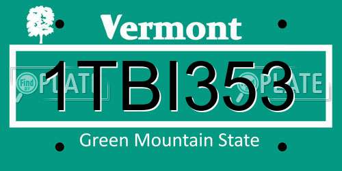 1TBI353 Vermont License Plate