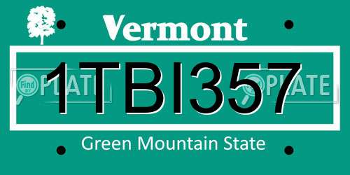 1TBI357 Vermont License Plate