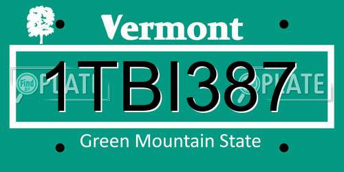 1TBI387 Vermont License Plate