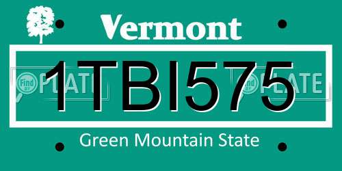 1TBI575 Vermont License Plate